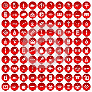 100 economy icons set red