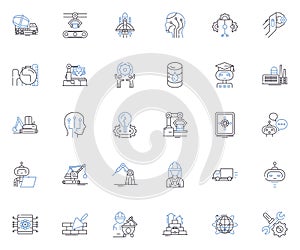 Economy line icons collection. Inflation, Deflation, Growth, Recession, Depression, Employment, Unemployment vector and