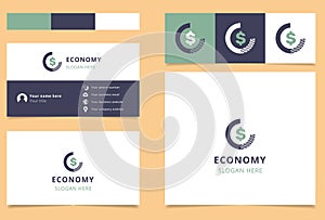 Economy logo brand business card. Branding book from business management icons collection. Creative Economy logo