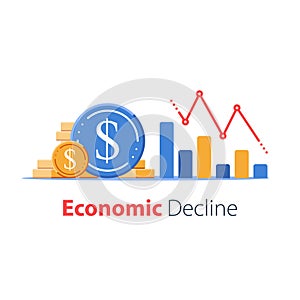 Economy negative prognosis, financial loss, low business performance, revenue decrease