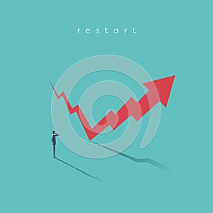 Economy restart and recovery business vector concept. Symbol of reopening, renewing.