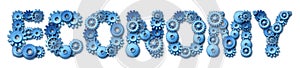 Economy text made of different types of gears and