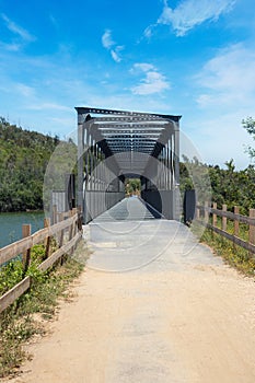 Ecopista do DÃ£o bridge, bike lane in the countryside, Viseu Portugal photo