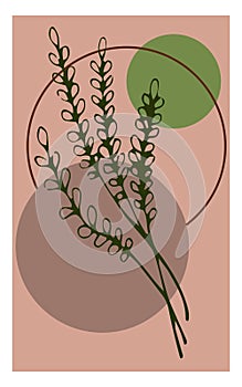 Ecoposter with two twigs of herbs