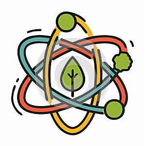 EcoScience Nature and Atom Fusion Icon
