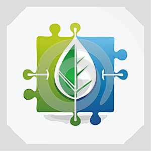 EcoStrategy Puzzle with Green Leaf Concept