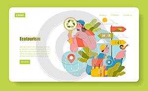 Ecotourism Exploration Scene Vector Illustration