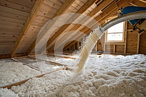 Ecowool insulation in attic