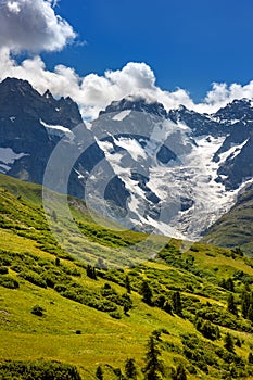 Ecrins National Parc with La Meije Glacier in Summer. Alps, France photo