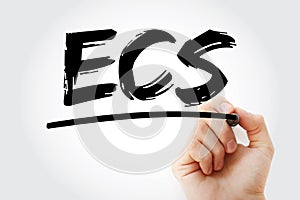 ECS - Electronic Clearing Service acronym with marker, business concept background