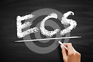 ECS Electronic Clearing Service - method of effecting bulk payment transactions, acronym text on blackboard photo