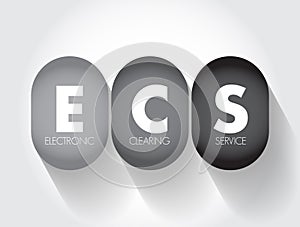 ECS Electronic Clearing Service - method of effecting bulk payment transactions, acronym text concept background