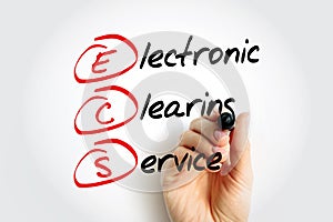 ECS Electronic Clearing Service - method of effecting bulk payment transactions, acronym text with marker