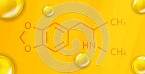 Ecstasy chemical formula. Ecstasy 3D Realistic chemical molecular structure photo