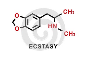 Ecstasy chemical formula. Ecstasy chemical molecular structure. Vector illustration photo