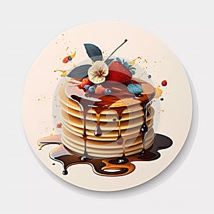Ecstasy in Every Bite: Tempting Pancakes with Syrup and Berries, Nectar of True Delight! photo