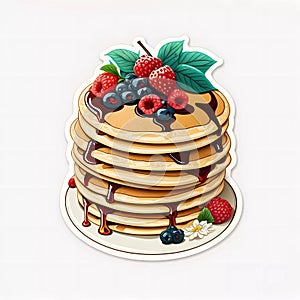 Ecstasy in Every Bite: Tempting Pancakes with Syrup and Berries, Nectar of True Delight! photo