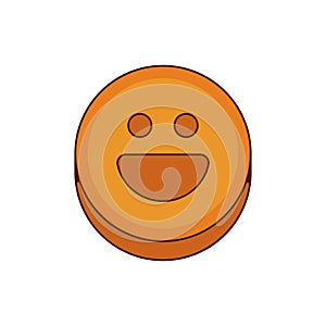 Ecstasy pill with orange smiley face symbol isolated
