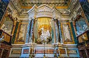 The Ecstasy of Saint Teresa in the Church of Santa Maria della Vittoria in Rome, Italy.