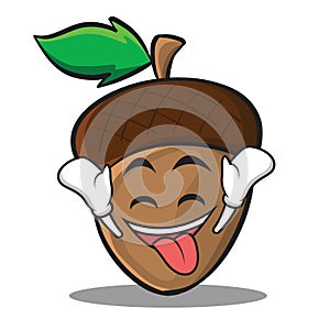 Ecstatic acorn cartoon character style