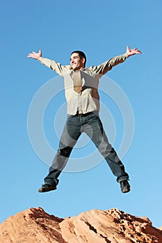 Ecstatic businessman