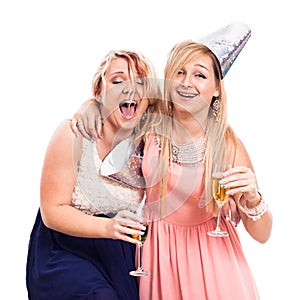 Ecstatic drunken girls celebrate photo