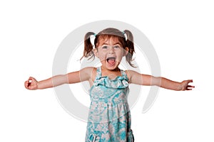 Ecstatic happy little toddler girl photo