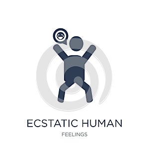 ecstatic human icon. Trendy flat vector ecstatic human icon on w