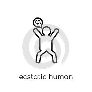 ecstatic human icon. Trendy modern flat linear vector ecstatic h