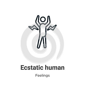 Ecstatic human outline vector icon. Thin line black ecstatic human icon, flat vector simple element illustration from editable