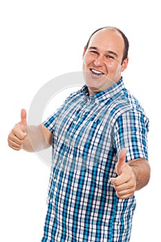 Ecstatic man thumbs up photo