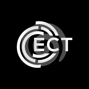 ECT letter logo design on black background. ECT creative initials letter logo concept. ECT letter design
