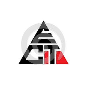 ECT triangle letter logo design with triangle shape. ECT triangle logo design monogram. ECT triangle vector logo template with red
