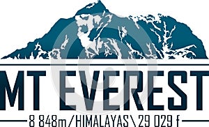 Ector Everest mountain logo. Emblem with highest peack in world.