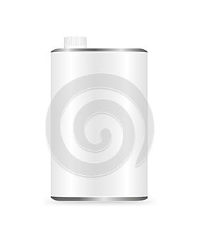 Ector metal liquid container can. Blank template of a chemical solvent isolated on white background.