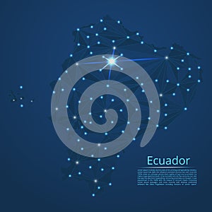 Ecuador communication network map. Vector low poly image of a global map