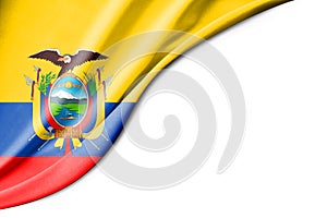 Ecuador flag. 3d illustration. with white background space for text