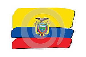 Ecuador Flag with colored hand drawn lines in Vector Format