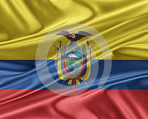 Ecuador flag with a glossy silk texture.