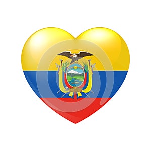 Ecuador flag in heart. Love symbol. Vector country icon isolated eps10