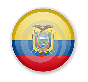 Ecuador flag round bright icon on a white background