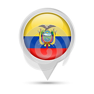 Ecuador Flag Round Pin Vector Icon