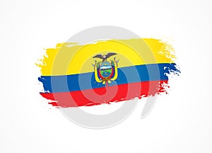 Ecuador flag in the shape of a brush stroke