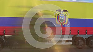 Ecuador flag shown on the side of a large truck