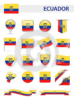 Ecuador Flag Vector Set