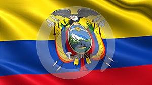 Ecuador flag, with waving fabric texture