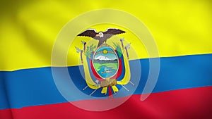 Ecuador Flag Waving in Wind. Seamless Loop Animation of the Ecuador Flag. Concept of Independence Day,