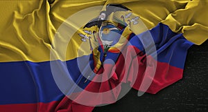 Ecuador Flag Wrinkled On Dark Background 3D Render