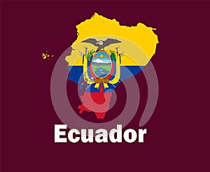 Ecuador Map Flag With Names Symbol Design Latin America football Final Vector