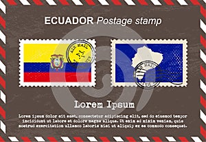 Ecuador Postage stamp, vintage stamp, air mail envelope.